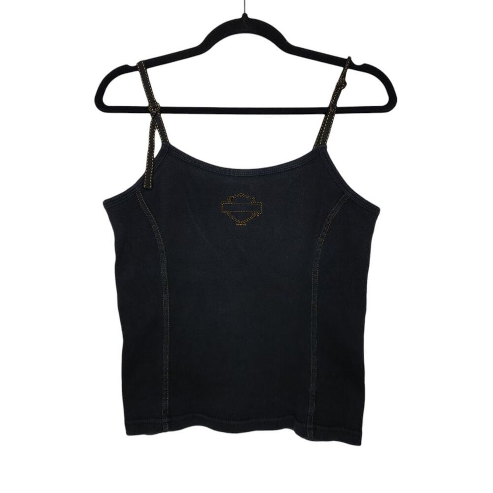Vintage Harley Davidson Corset Style Tank Top Shirt Black Medium y2k Biker